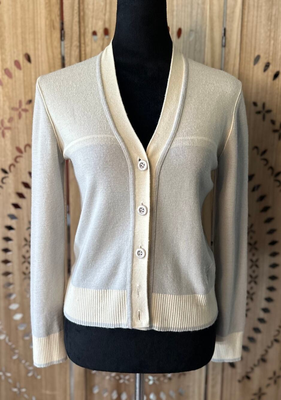 VTG BODE Grey Golf Button Front Knit Cardigan Size Medium